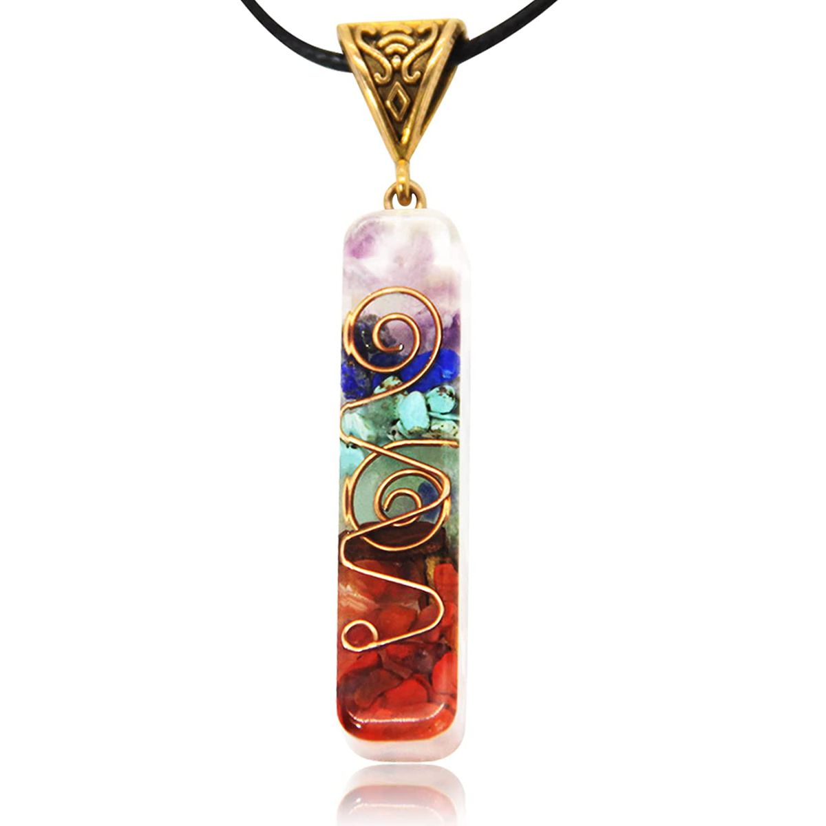 7 Element Chakra Pendant and Adjustable Cord Necklace - Beauty Bling