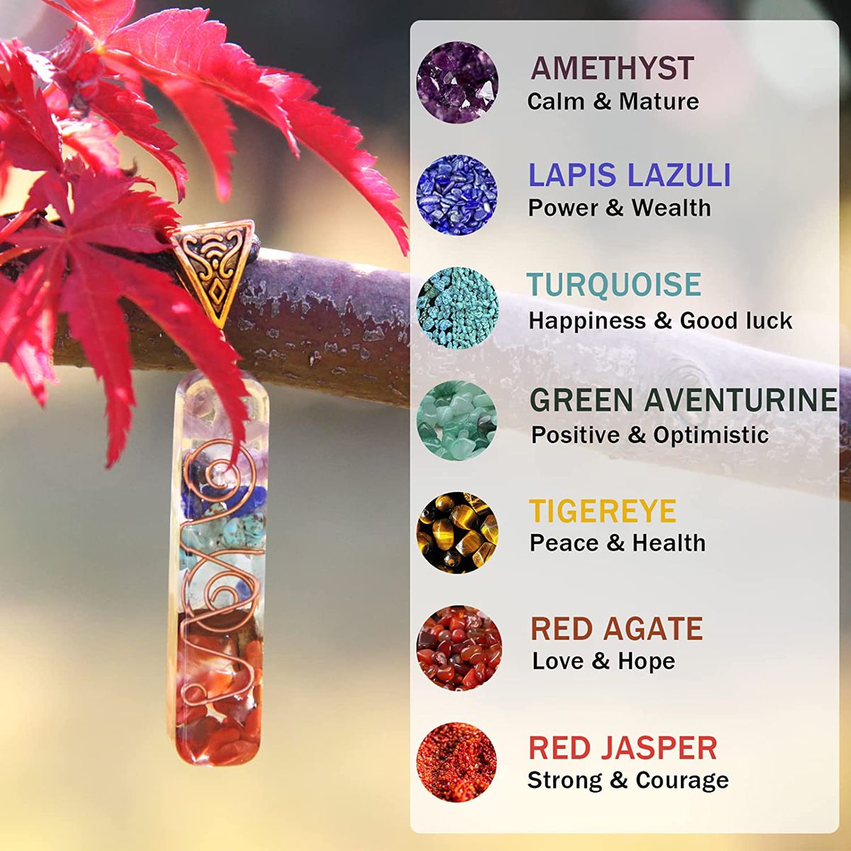 7 Element Chakra Pendant and Adjustable Cord Necklace - Beauty Bling