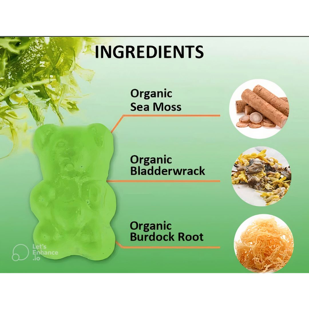 Sea Moss Gummies - Green Apple Flavour (60 Gummies) - Beauty Bling